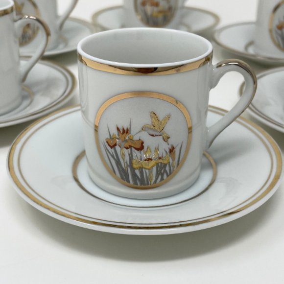 Vintage Empress by Haruta Japan Teacups and Saucers Set of 6 Demitasse Green Tea - Picture 5 of 9